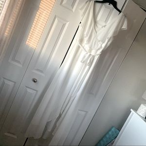 white polyester dress